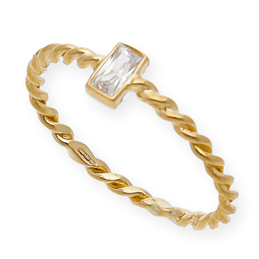 Anillo Irene en Oro 18k y Circonita entrelazado