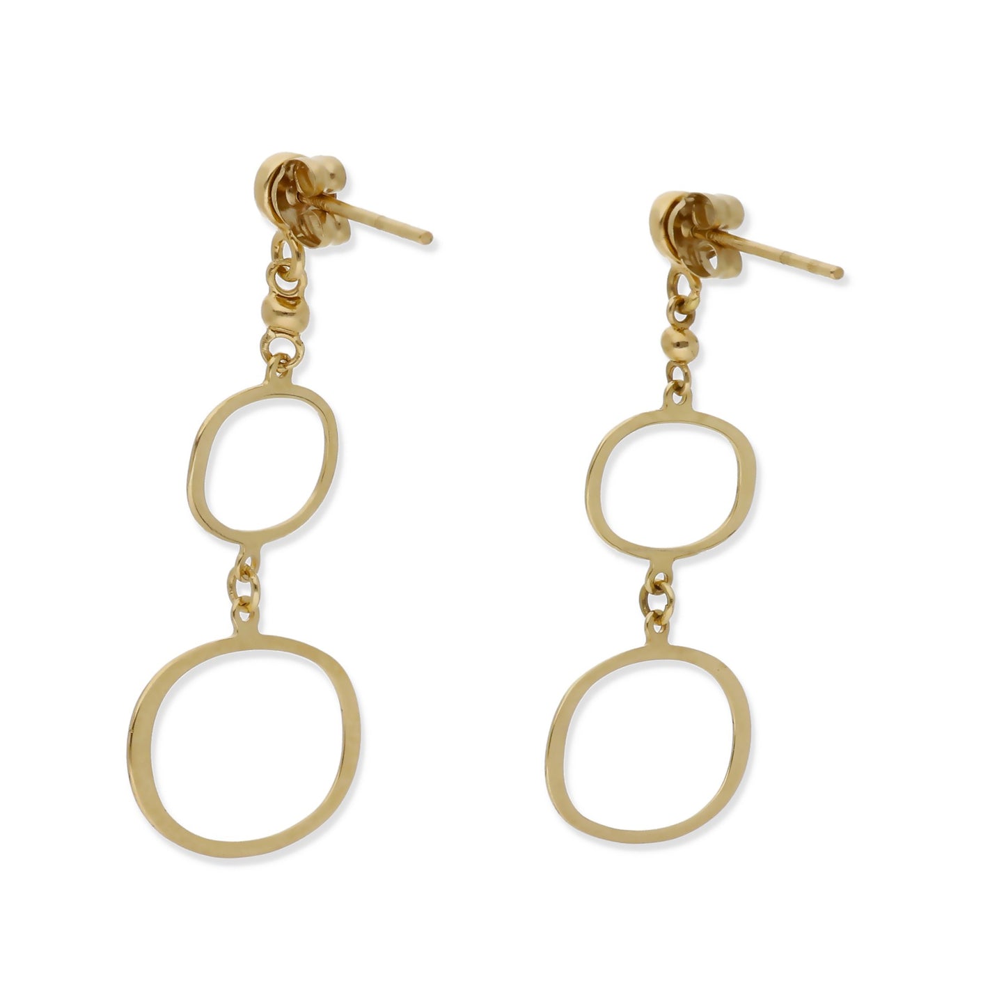 Pendientes Doble Círculo Ovalado en Oro de Ley 18K