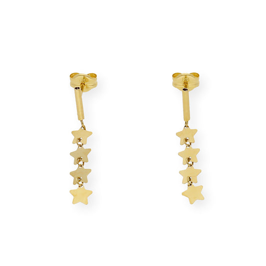 Pendientes de Barra y Estrellas en Oro 18k