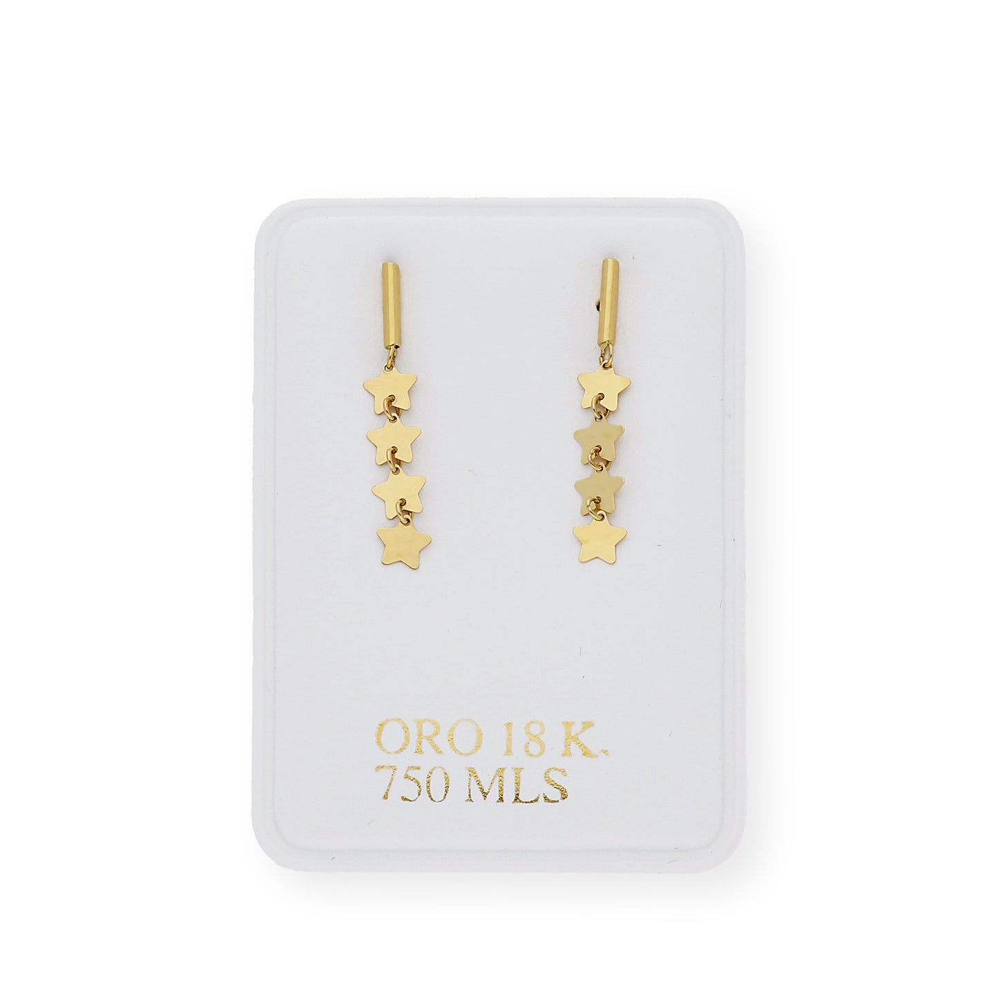Pendientes de Barra y Estrellas en Oro 18k