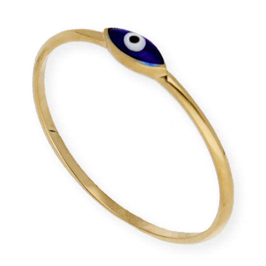 Anillo Ojo Turco en Oro de Ley 18k y Esmaltado a Fuego