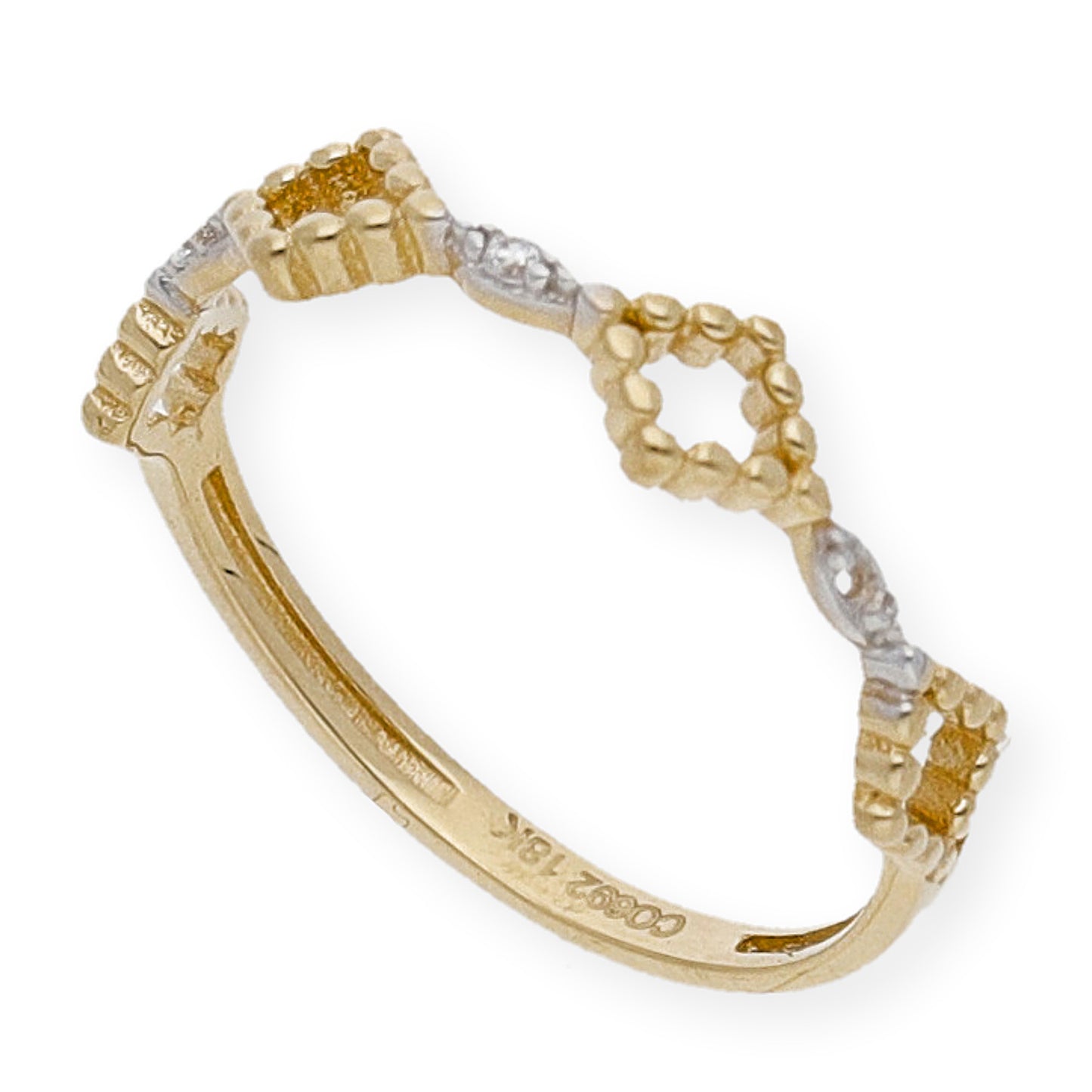 Anillo Abelia en Oro 18k y circonitas con diseño calado