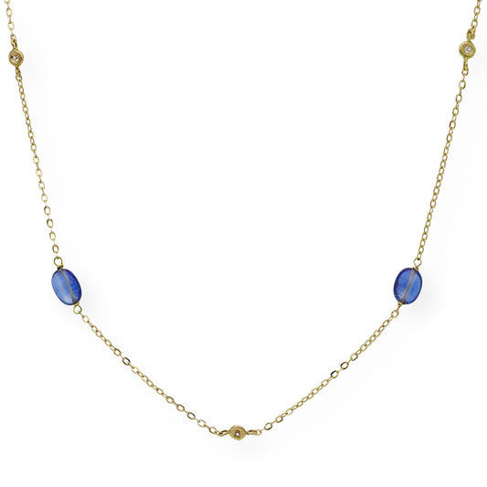 Collar con Zafiros y Diamantes en Oro 18k