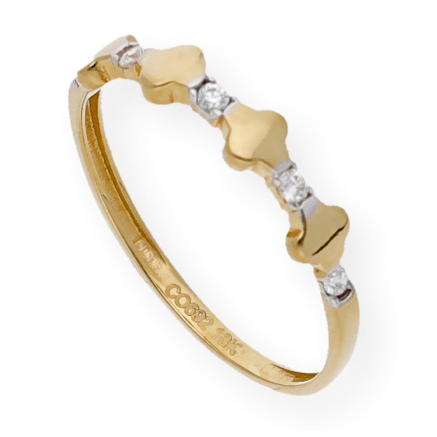 Anillo Rombo y Circonitas en Oro de Ley 18k