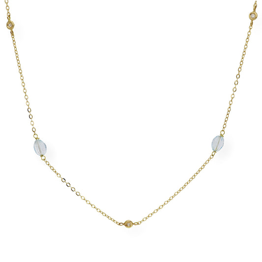 Collar con Topacios azules y Diamantes en Oro 18k