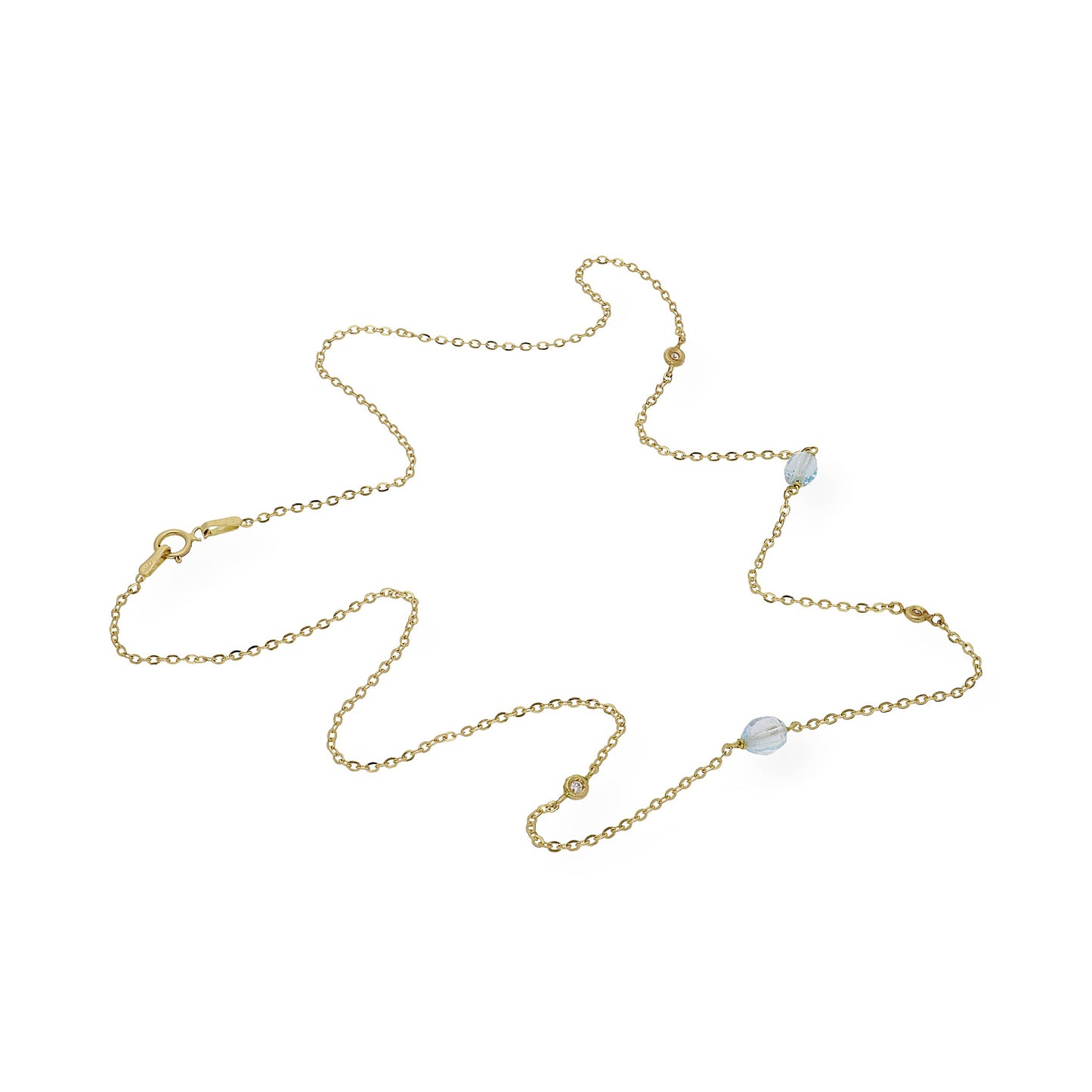 Collar con Topacios azules y Diamantes en Oro 18k