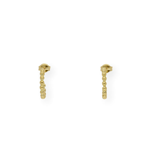 Pendientes de Aro y Mini Bolas en Oro 18k