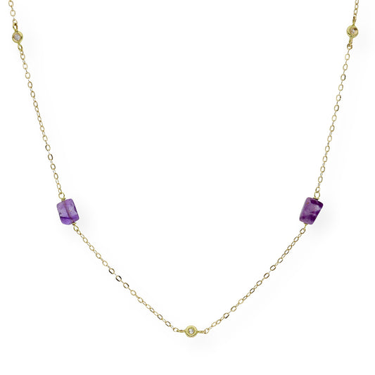 Collar con Amatistas y Diamantes en Oro 18k
