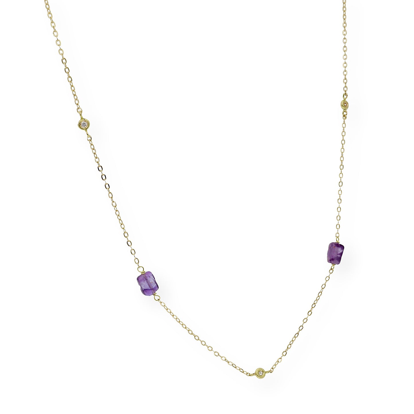 Collar con Amatistas y Diamantes en Oro 18k