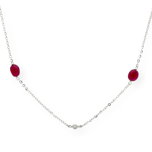 Collar con Rubíes y Diamantes en Oro blanco 18k