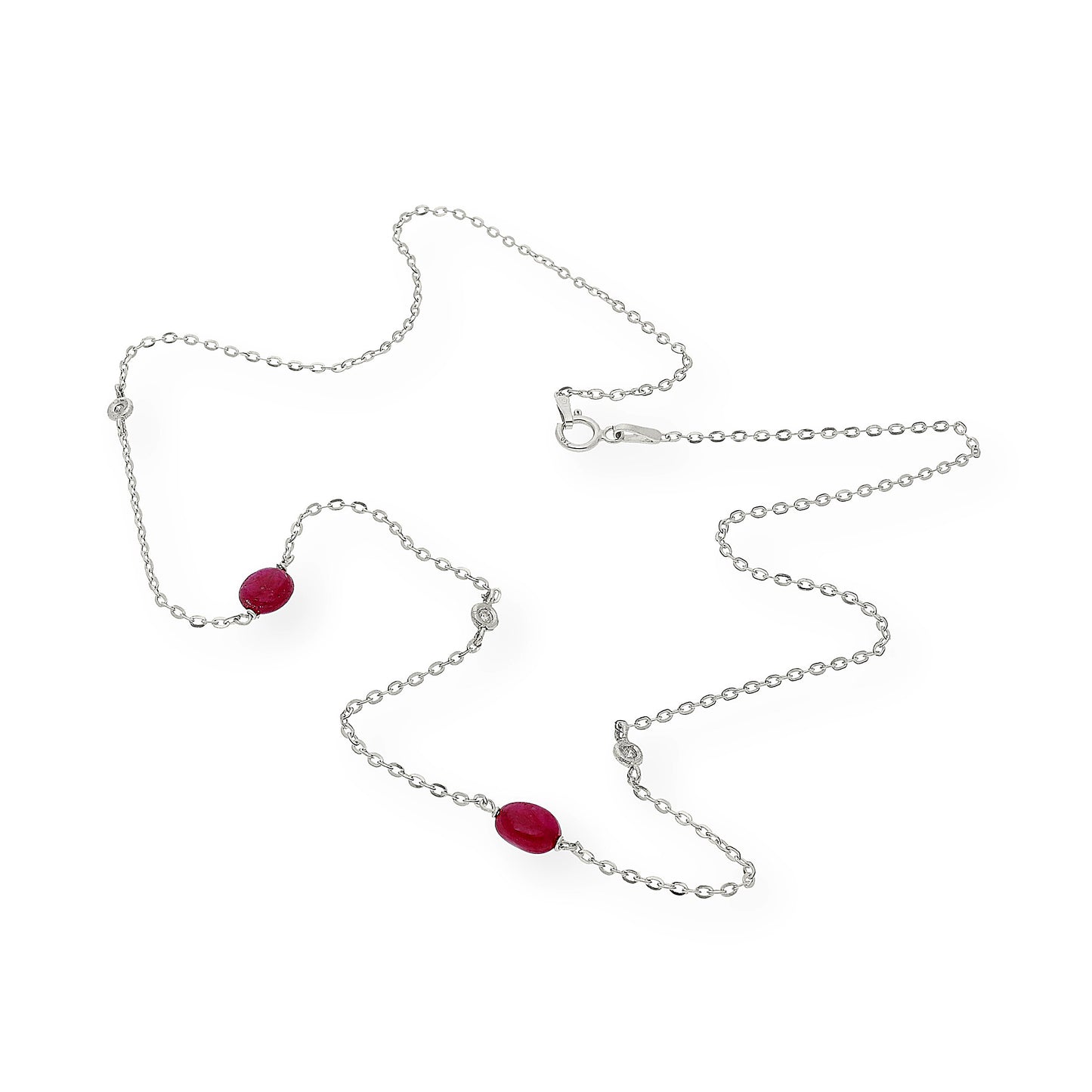 Collar con Rubíes y Diamantes en Oro blanco 18k