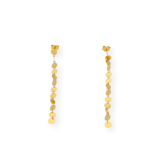 Pendientes largo círculos 18k