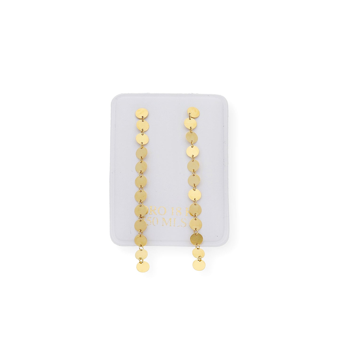 Pendientes largo círculos 18k