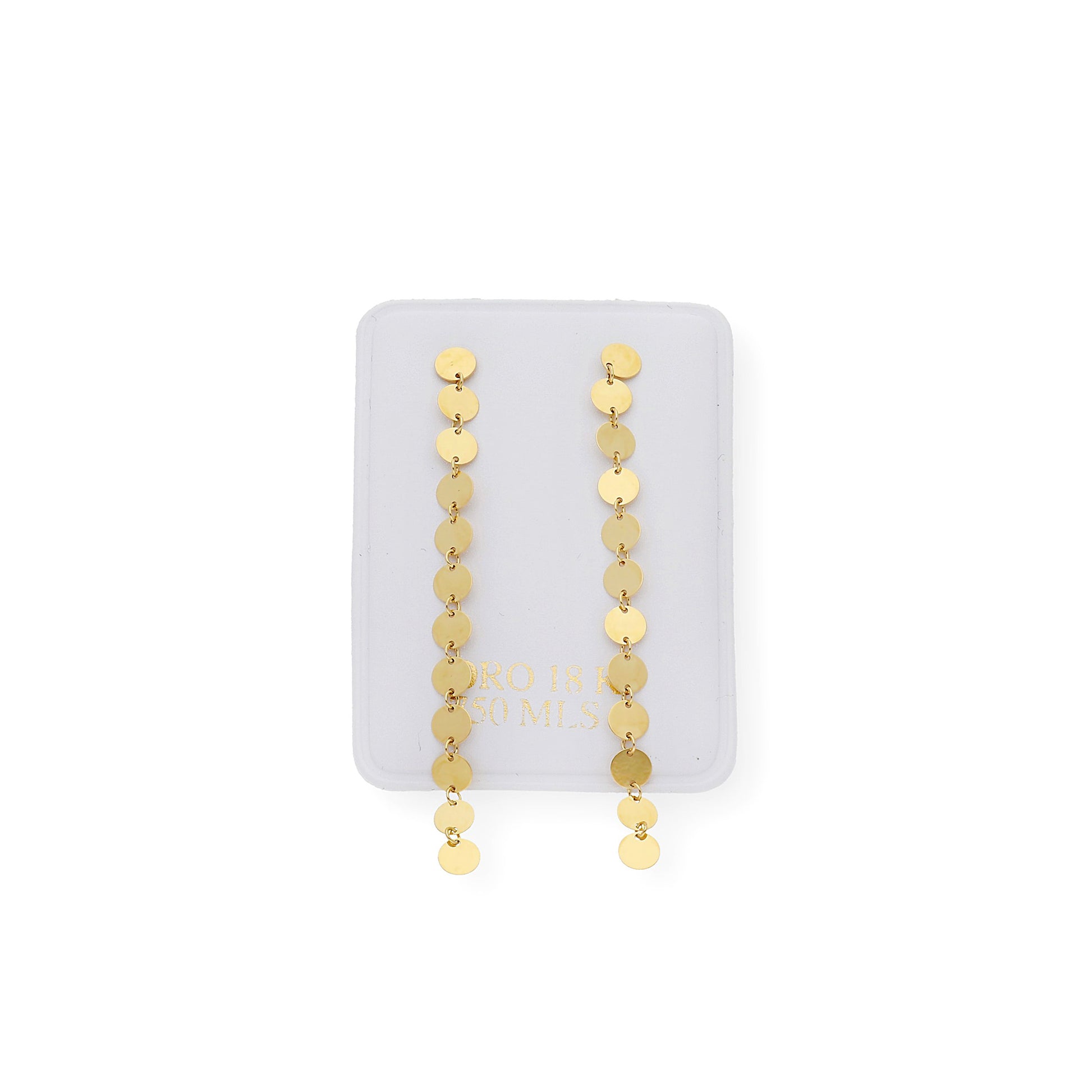 Pendientes largo círculos 18k
