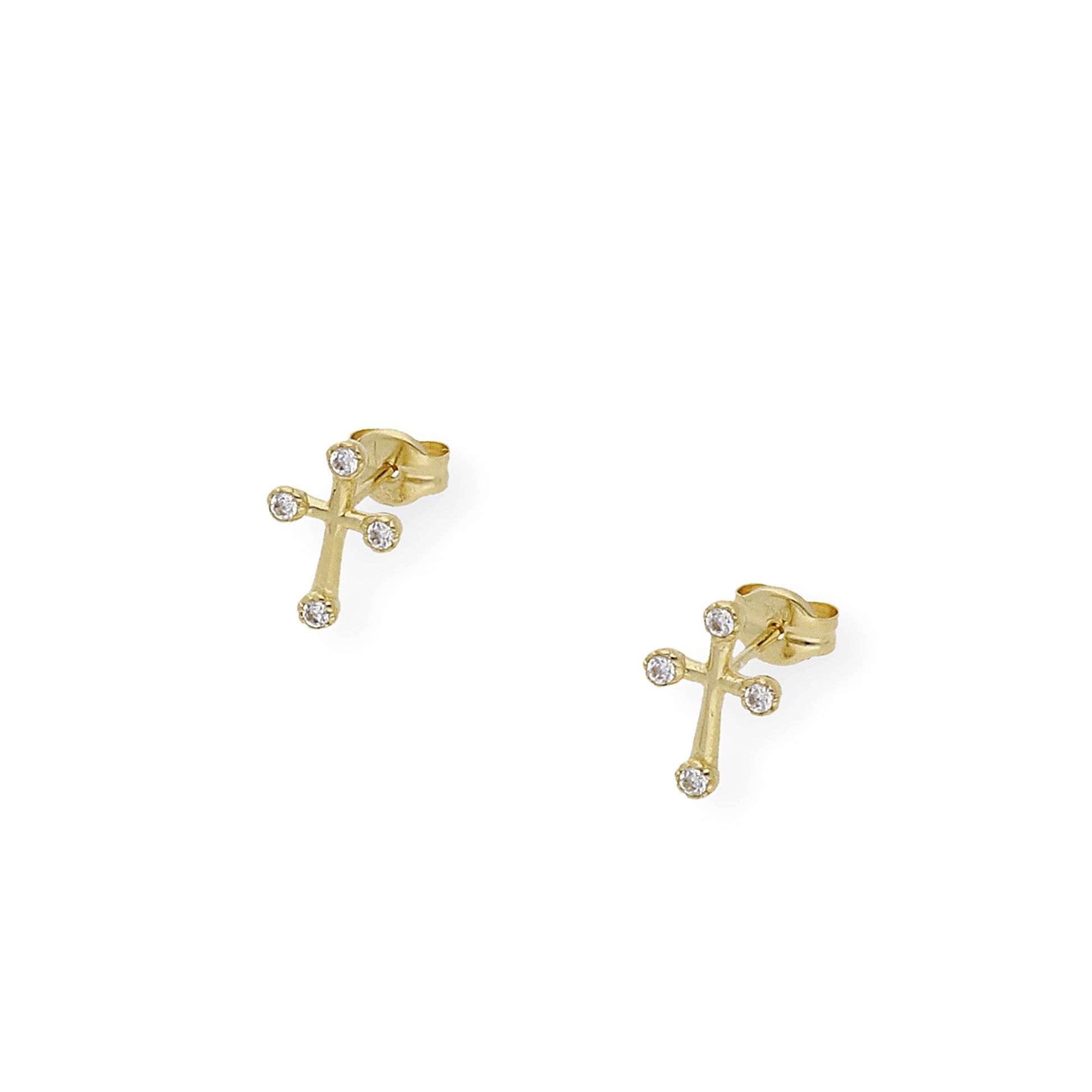 Pendientes cruz con circonita en Oro 18K