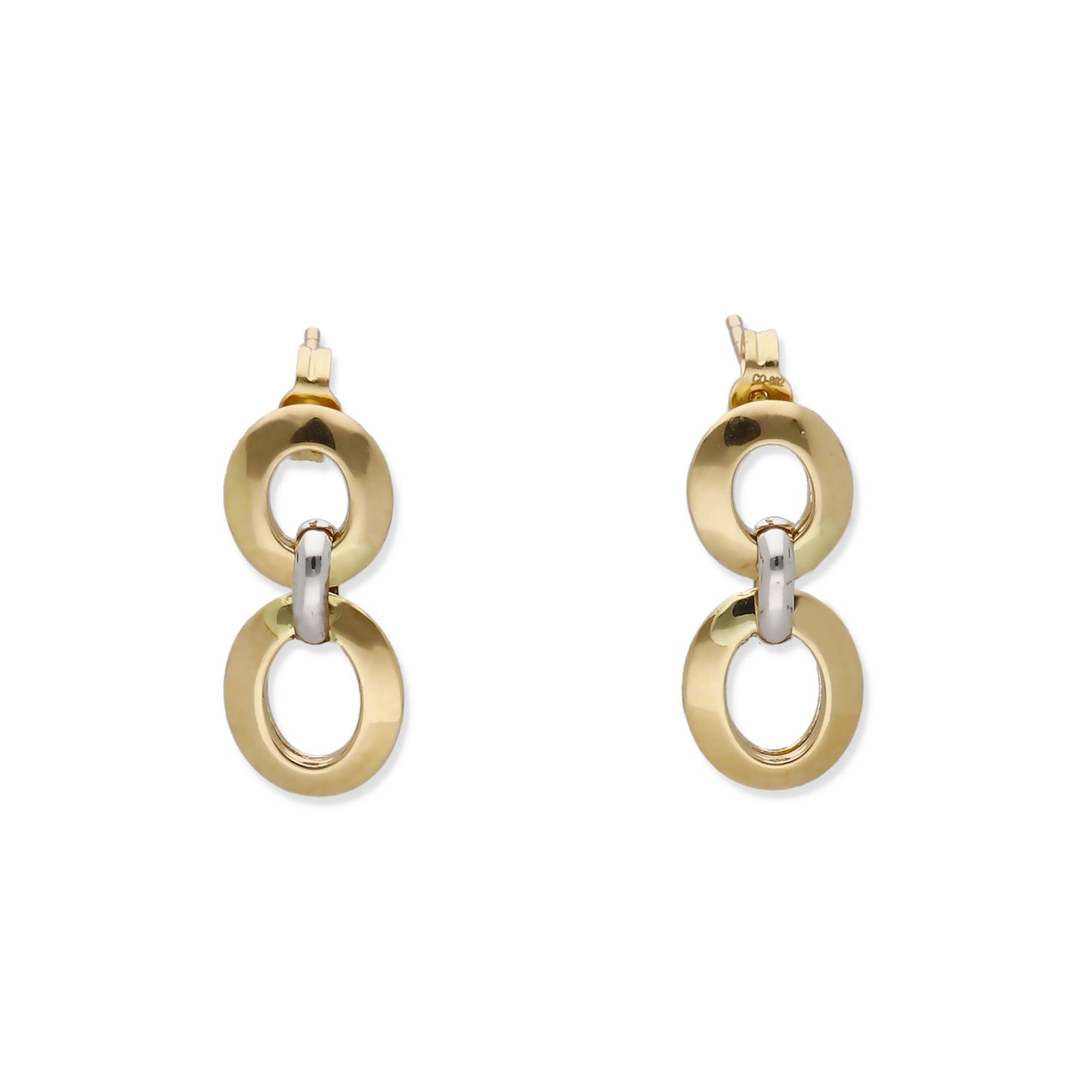 Pendientes de Eslabones Bicolor en Oro de Ley 18K