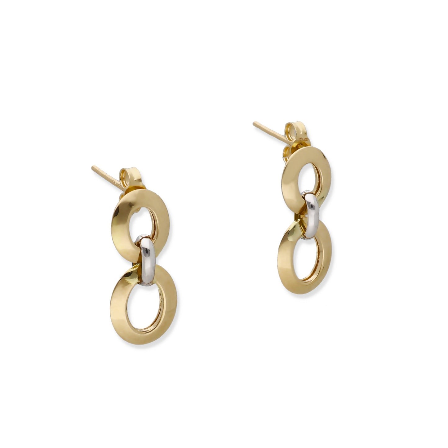 Pendientes de Eslabones Bicolor en Oro de Ley 18K