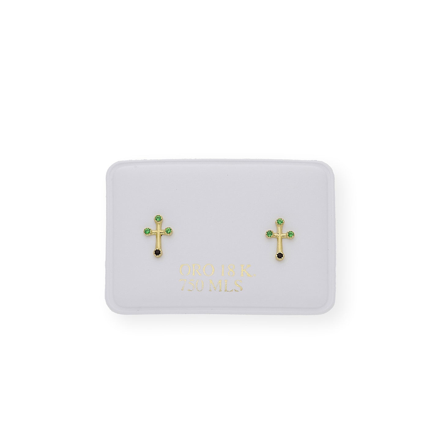 Pendientes cruz con Esmeraldas y Zafiro Oro 18K