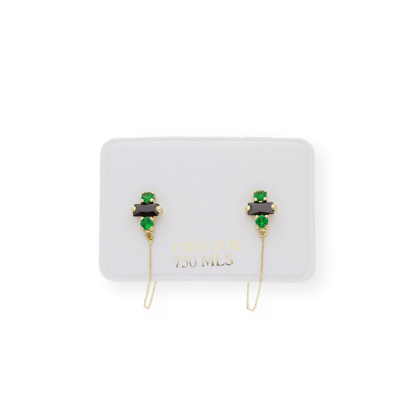 Pendientes piedras semipreciosas verde y negra Oro 18K