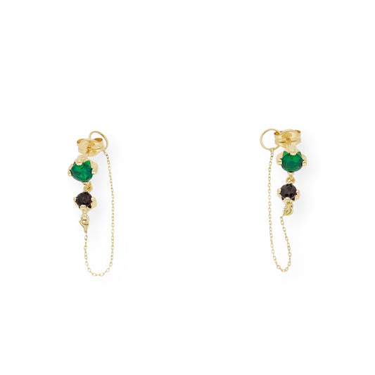 Pendientes largo esmeralda y zafiro Oro 18k