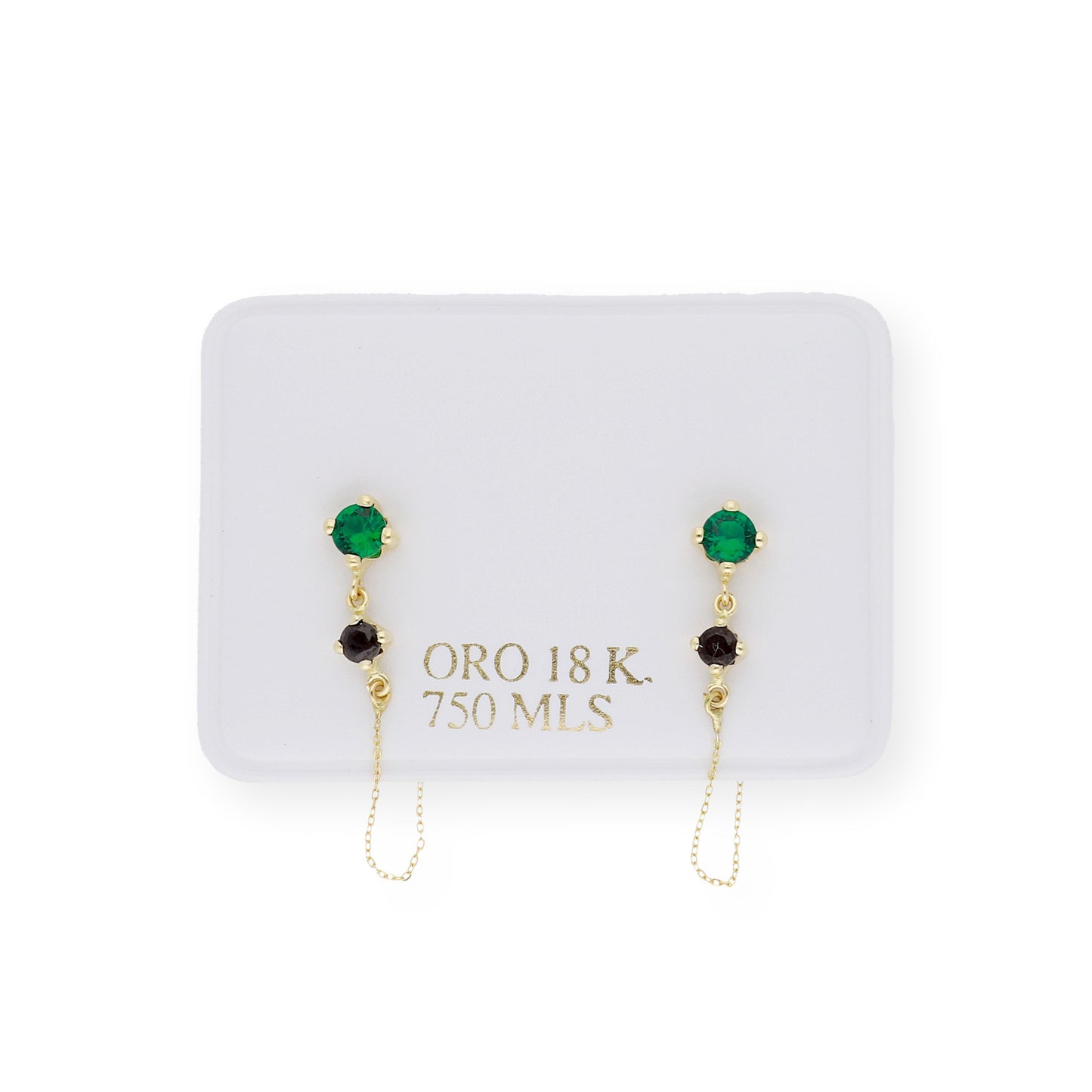Pendientes largo esmeralda y zafiro Oro 18k
