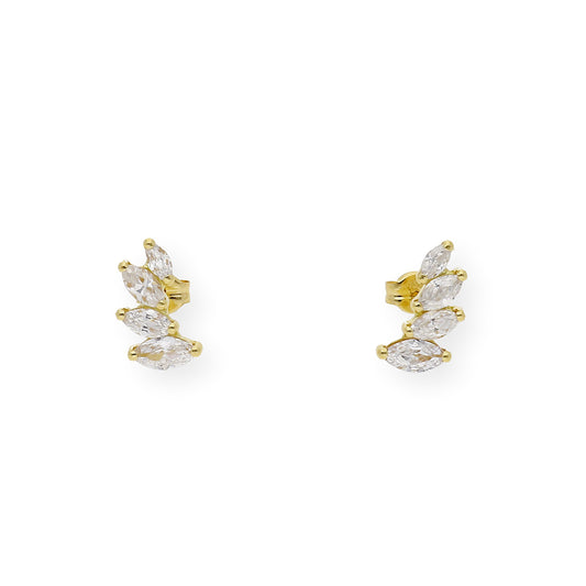 Pendientes trepadores con circonitas Oro 18k