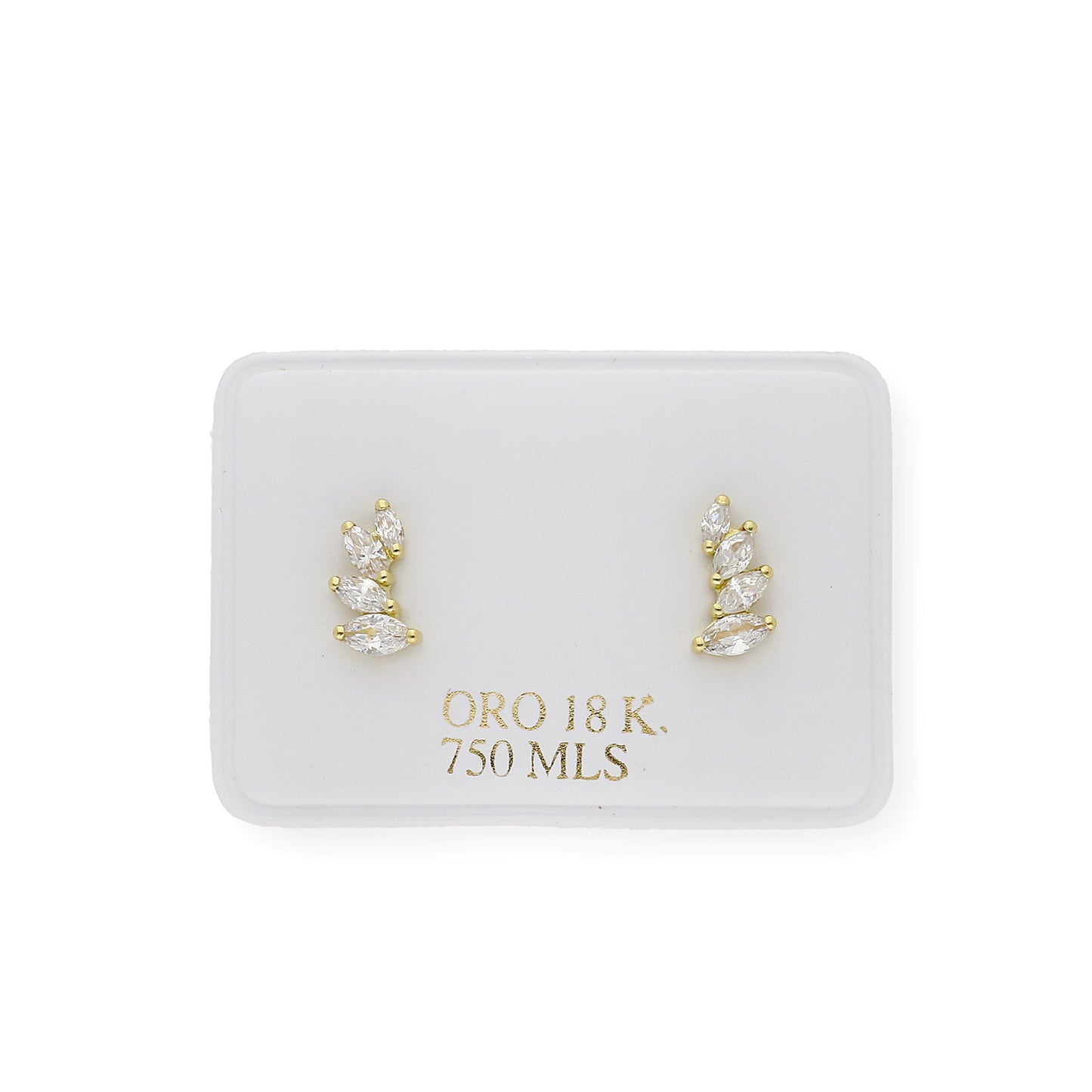 Pendientes trepadores con circonitas Oro 18k