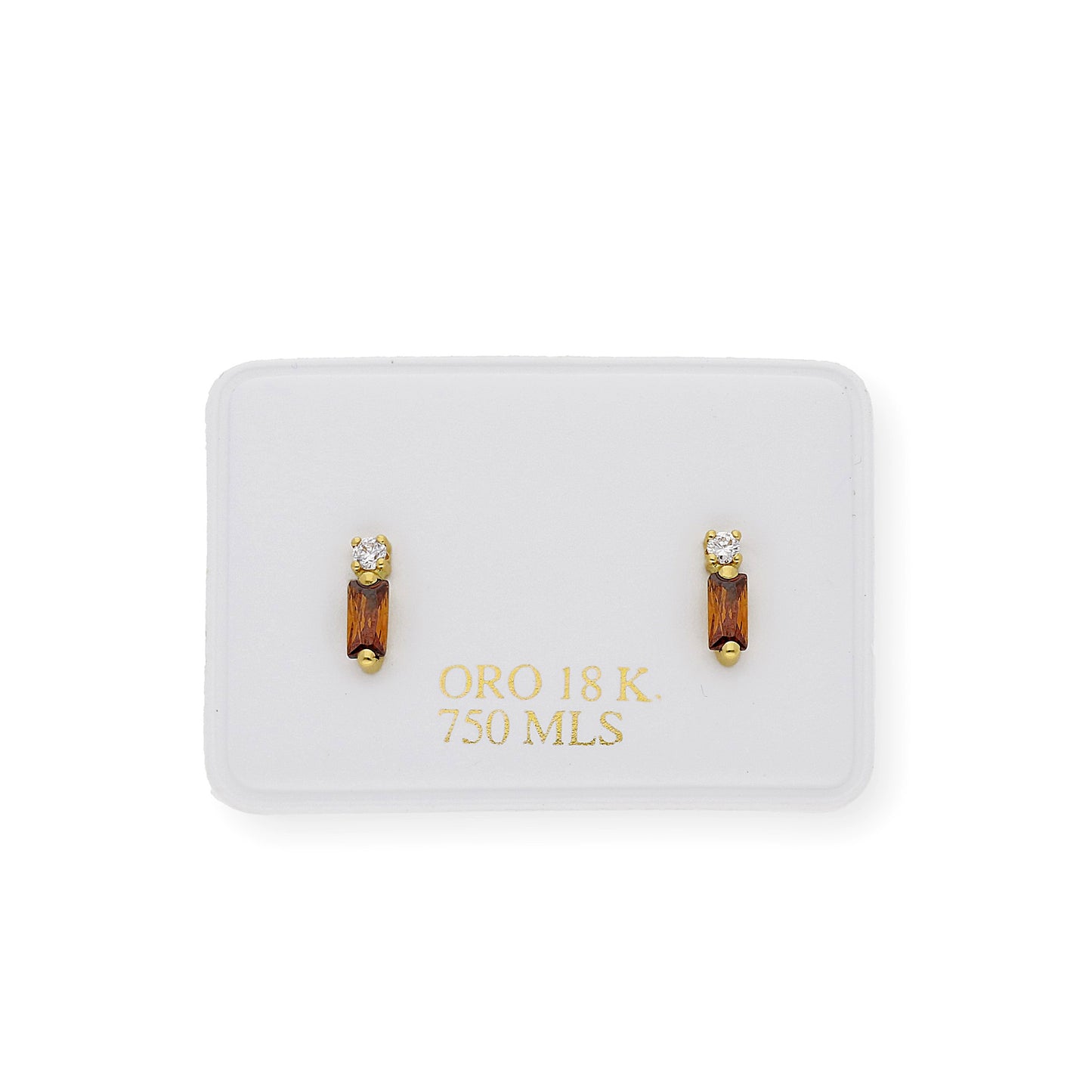 Pendientes en Oro 18k con Circonitas y Gemas semipreciosas marrones