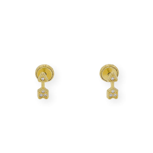 Pendientes flecha con circonita Oro 18K