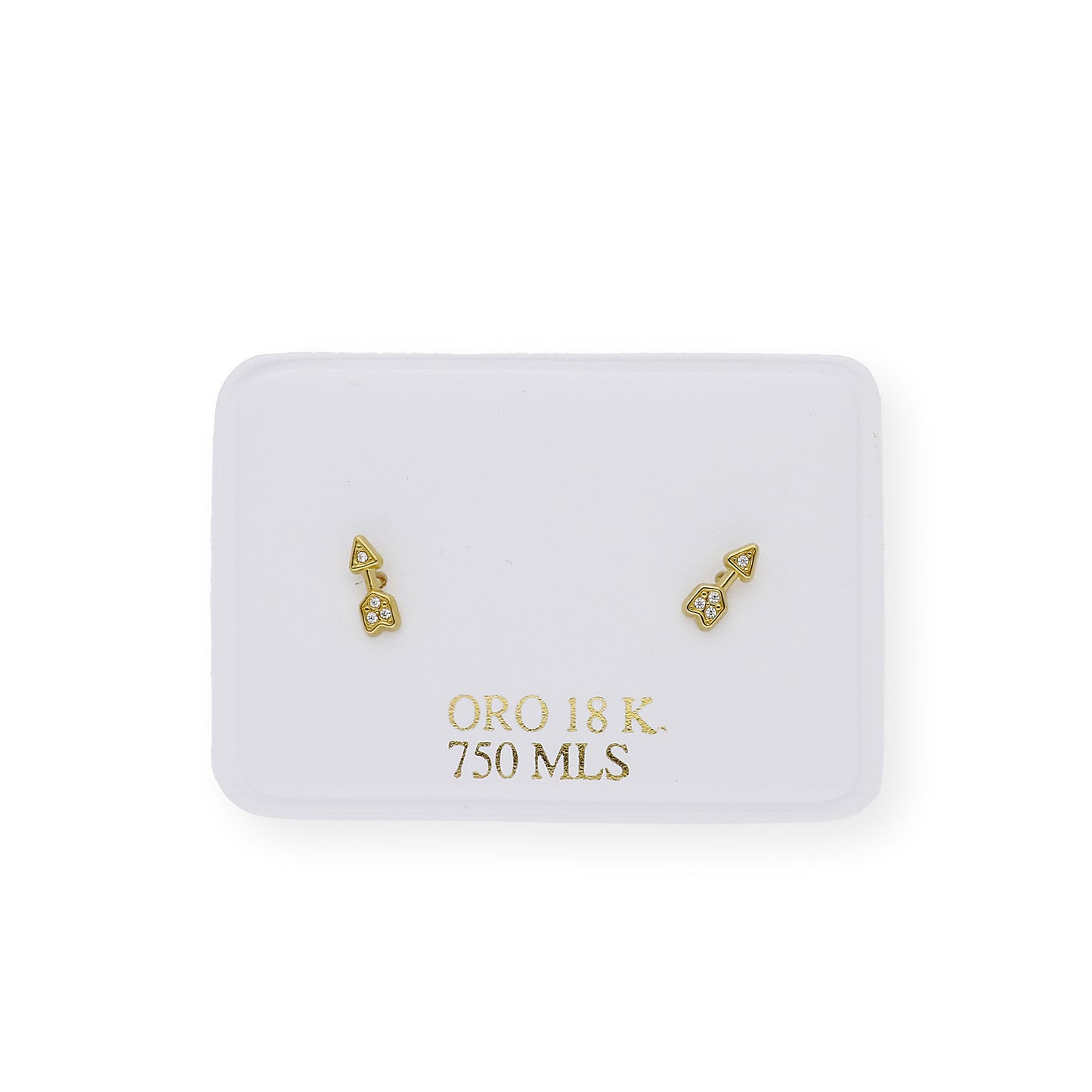 Pendientes flecha con circonita Oro 18K