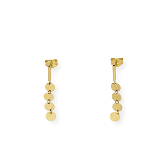 Pendientes largo barra y circulo Oro 18K