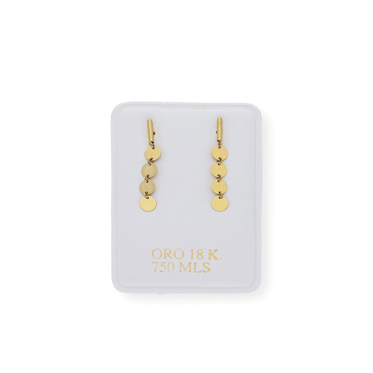 Pendientes largo barra y circulo Oro 18K