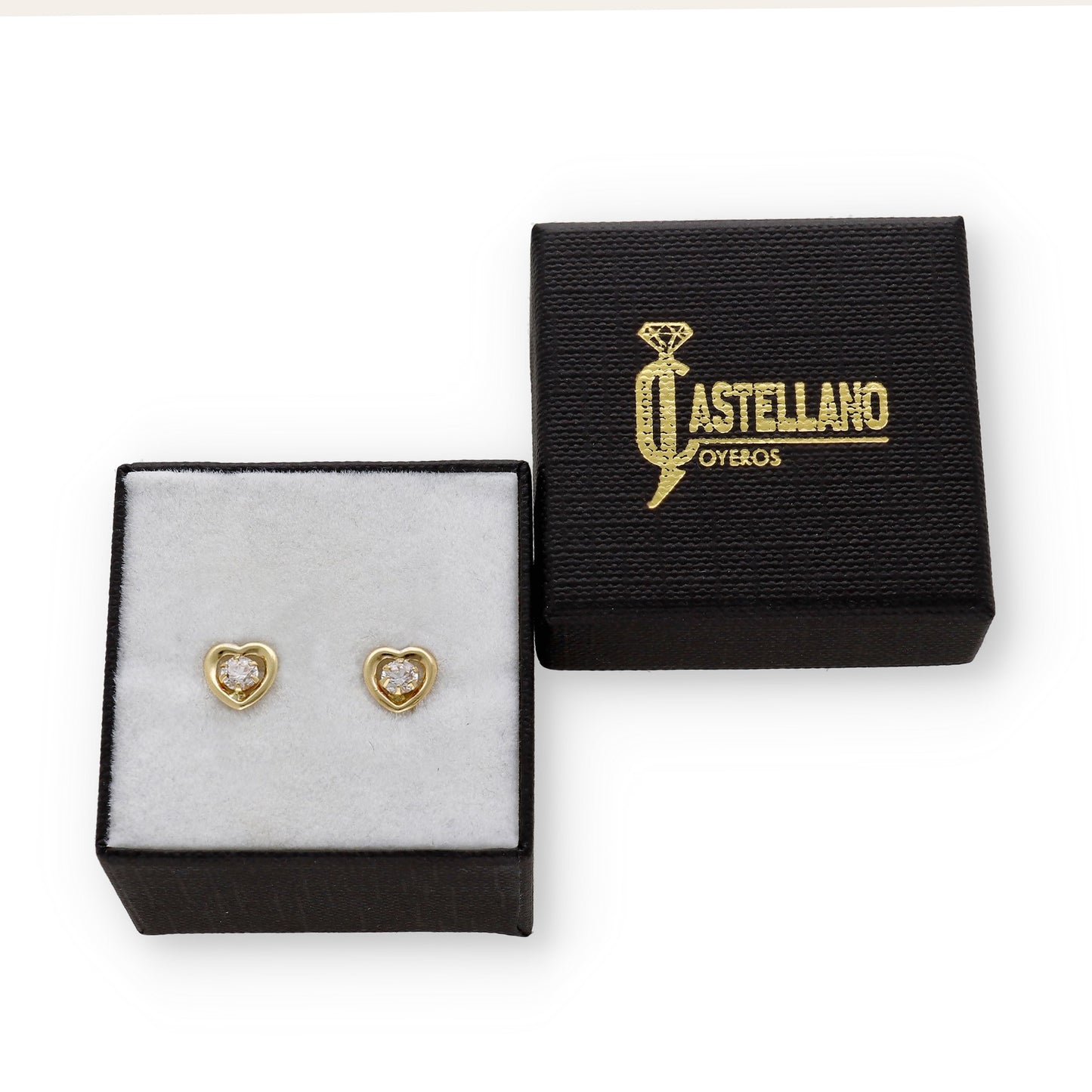 Pendientes Bebé Corazón de Oro 18K con Circonita