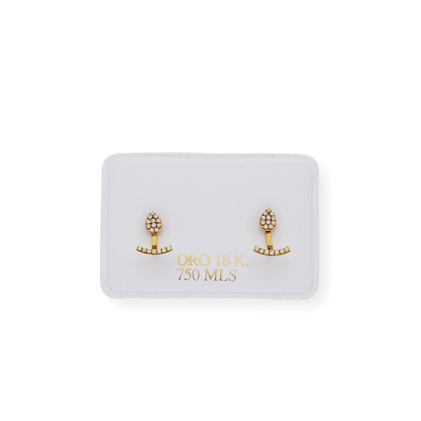 Pendiente lagrima y barra de circonita Oro 18K