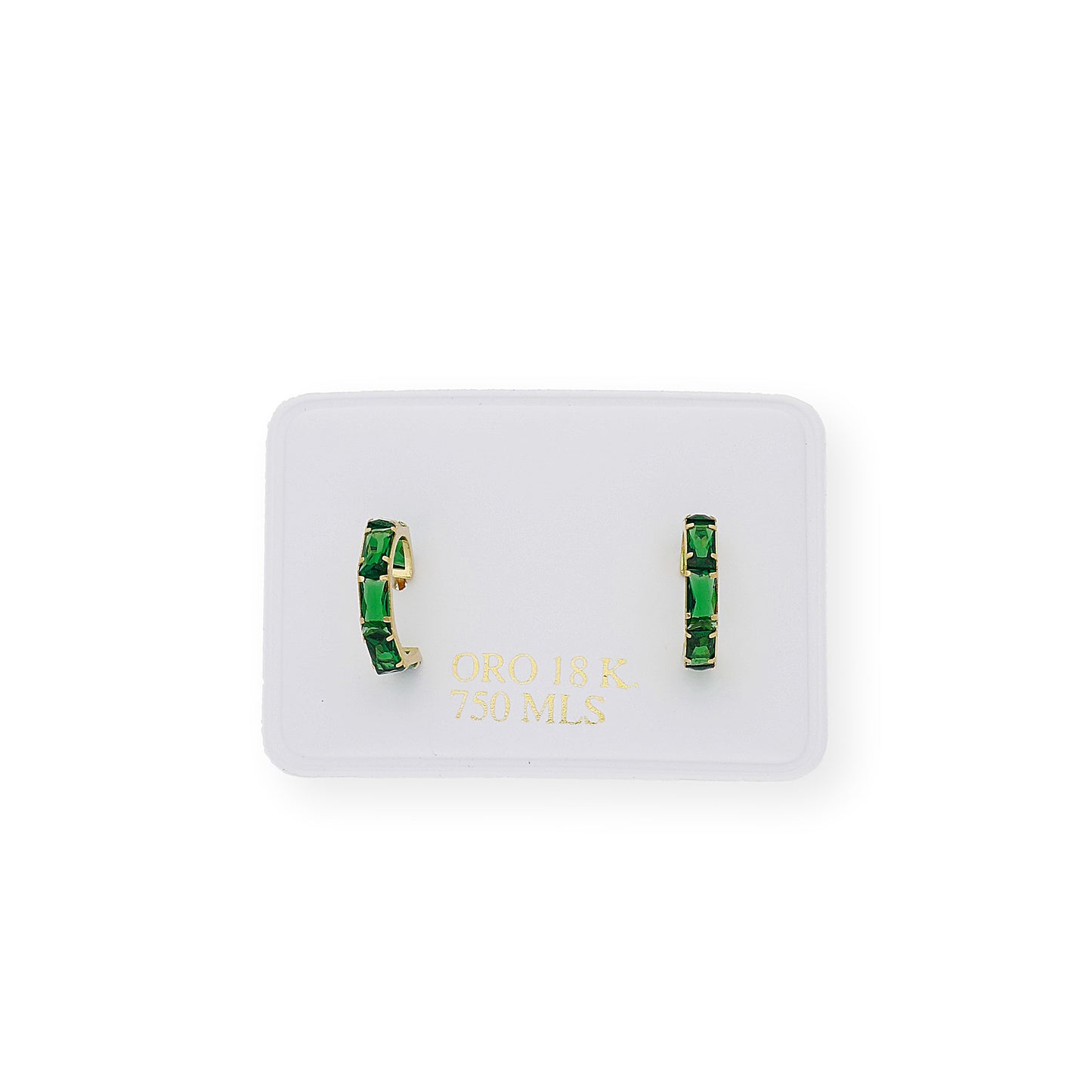 Pendientes Aro en Oro 18k con gemas semipreciosas verdes