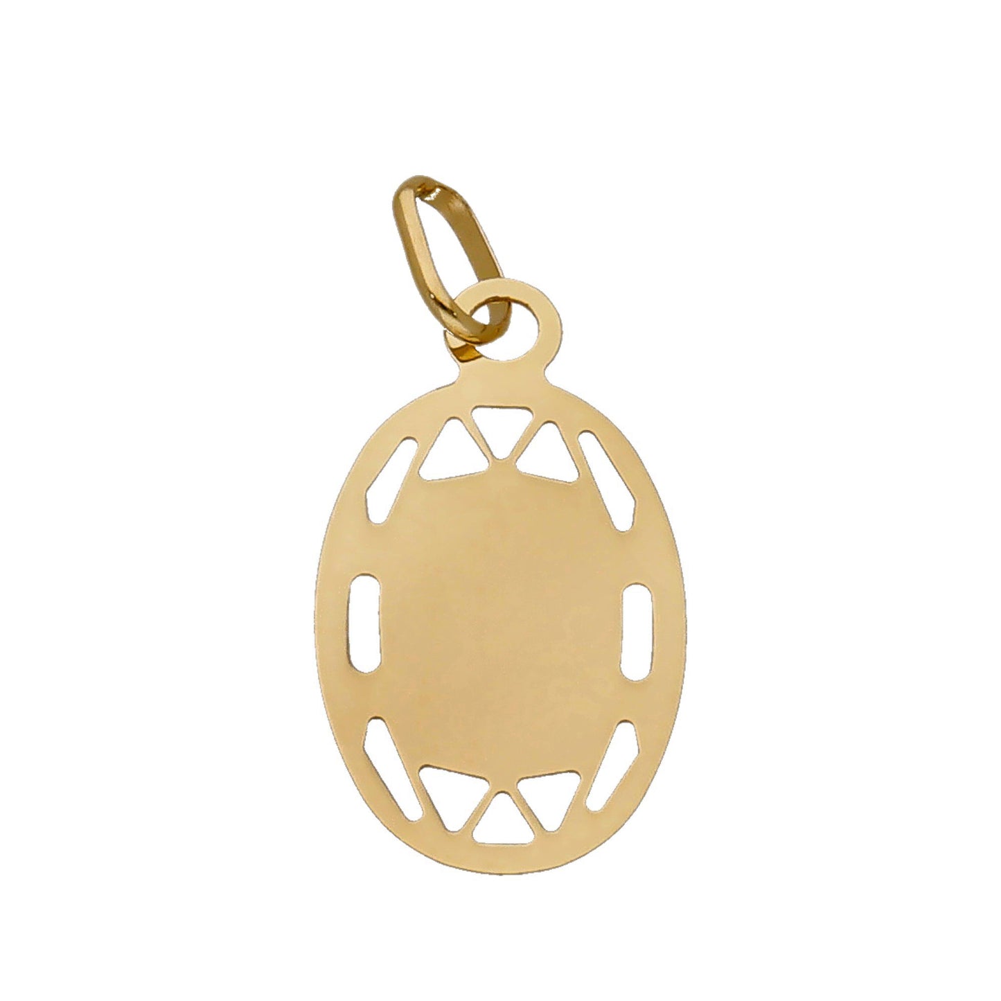 Medalla Virgen Niña de Comunión en Oro 18k Diseño Oval Calada