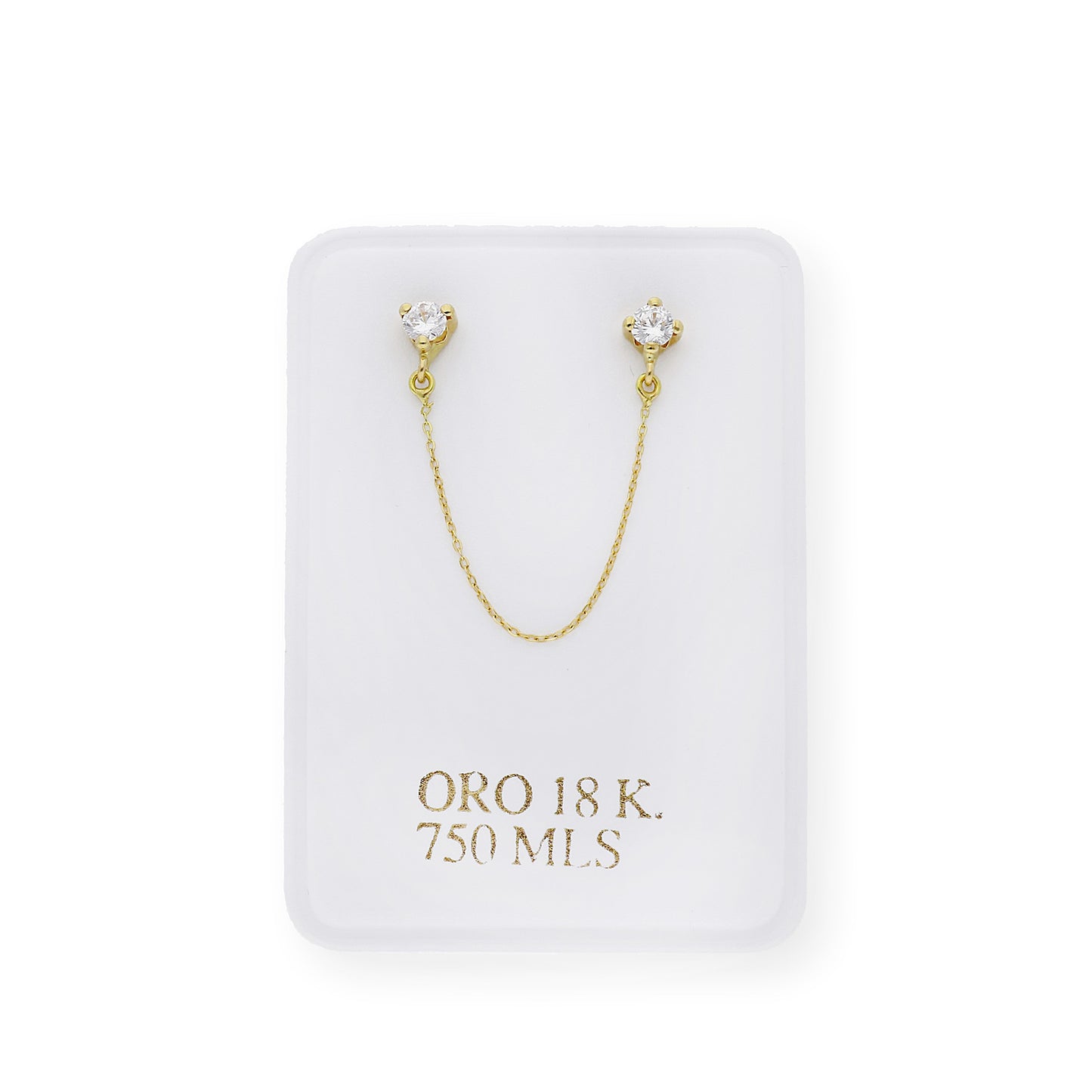 Pendiente circonitas y cadena Oro 18k