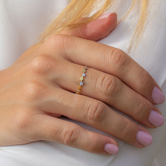 Anillo Estrellas en Oro 18k bicolor