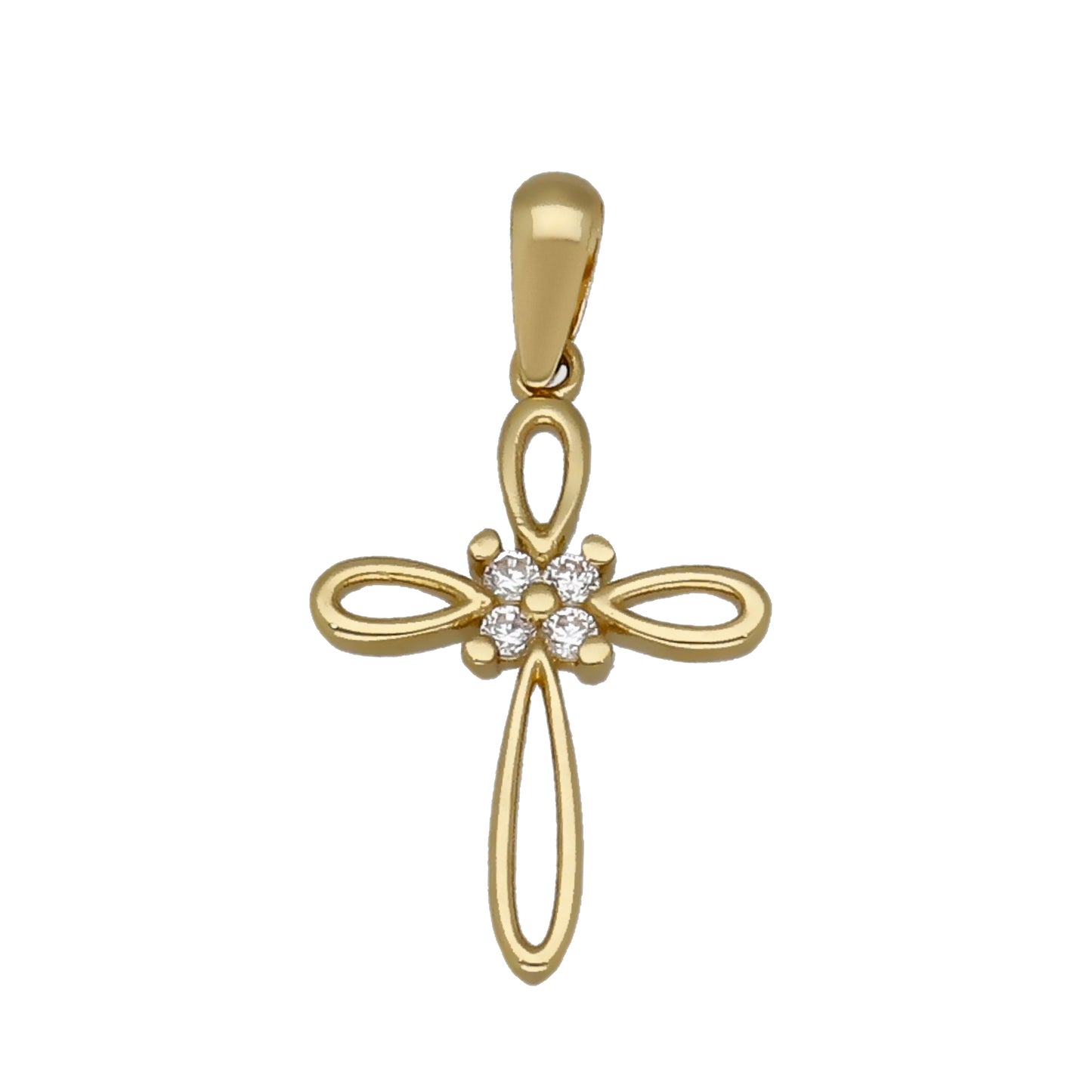 Cruz de Oro 18k con Circonitas Diseño Moderno Modelo Sines