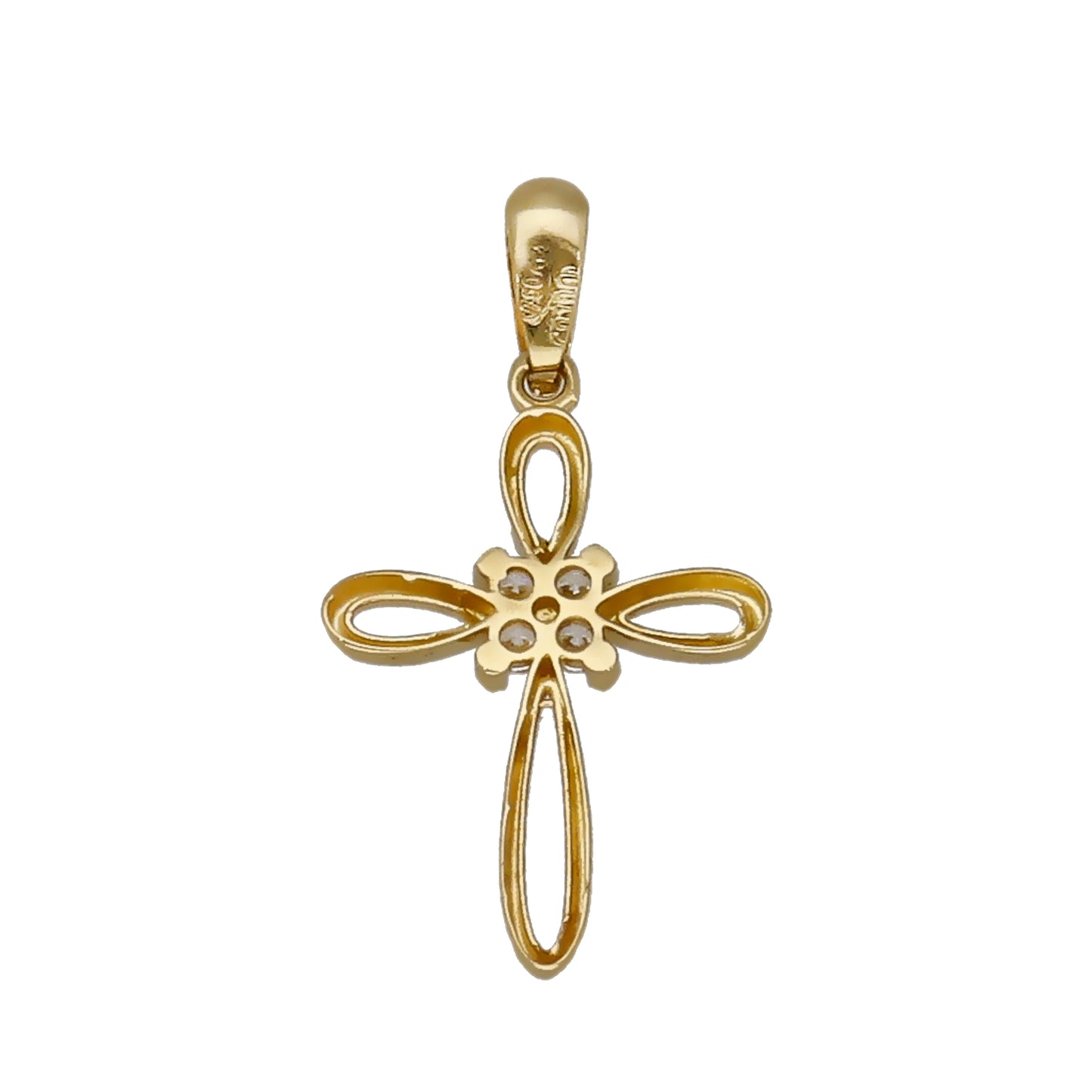 Cruz de Oro 18k con Circonitas Diseño Moderno Modelo Sines