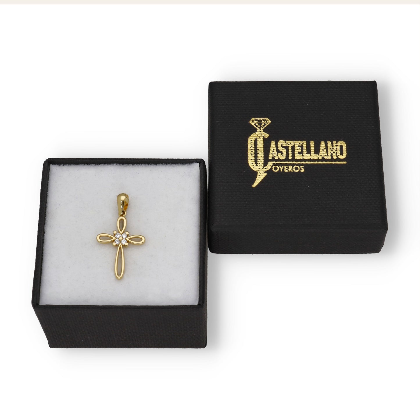 Cruz de Oro 18k con Circonitas Diseño Moderno Modelo Sines