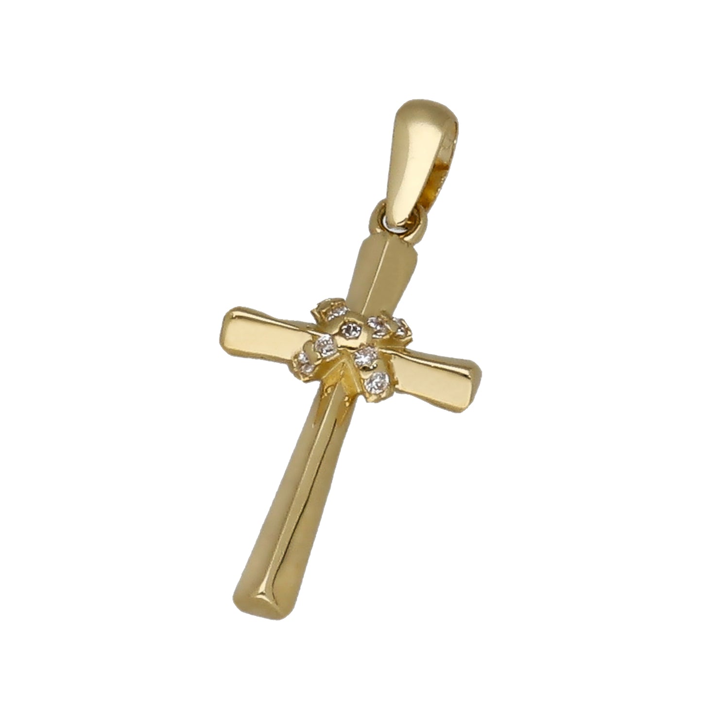 Cruz de Oro 18k con Circonitas Entrelazadas Modelo Cuzco