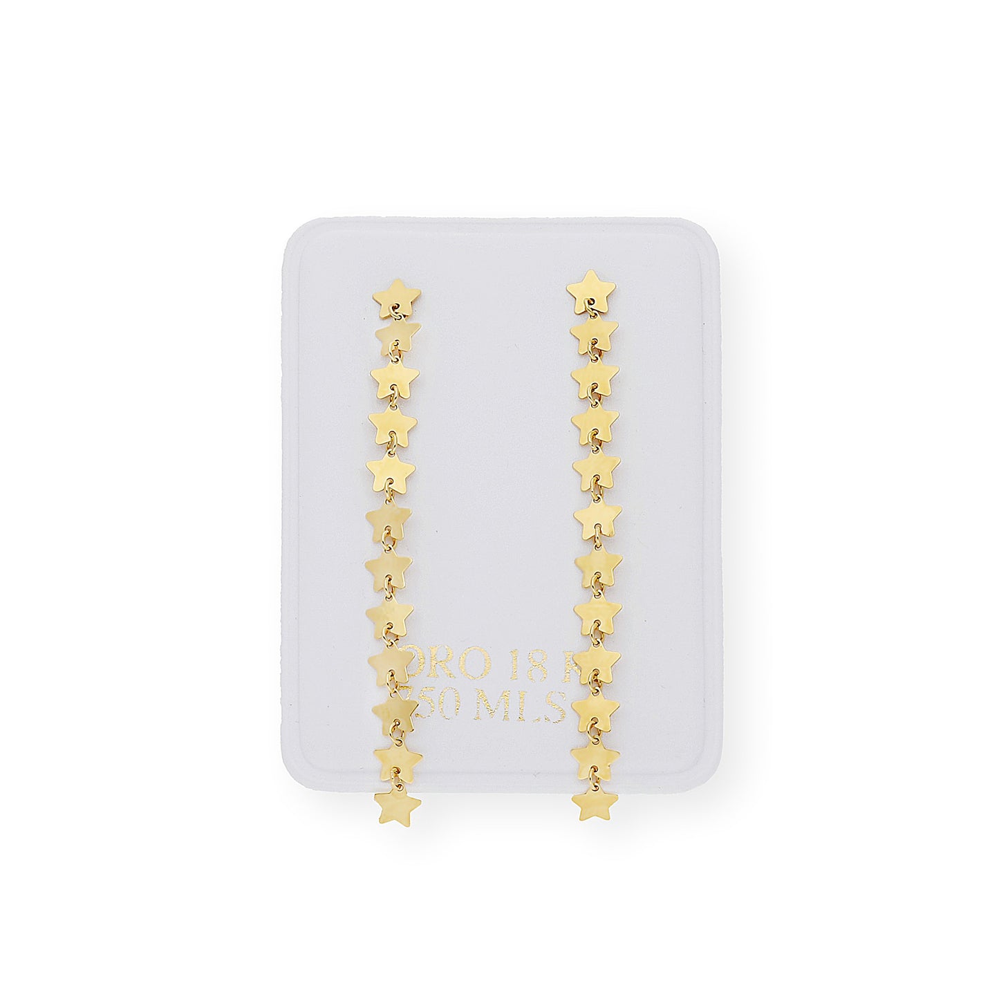 Pendientes Largos Diseño de Estrellas en Oro 18k