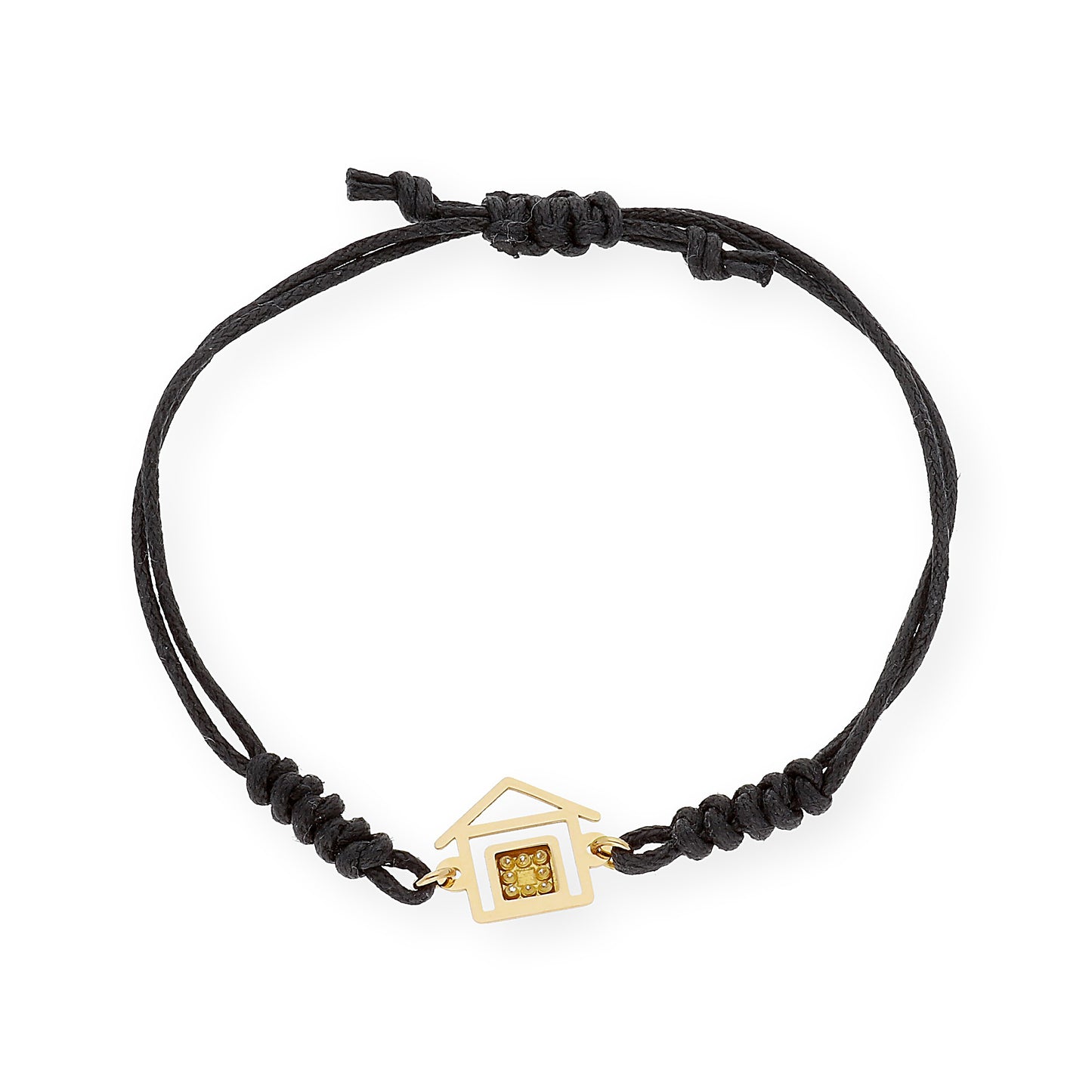 Pulsera Macramé Casa en Oro de Ley 18k y Diamantes