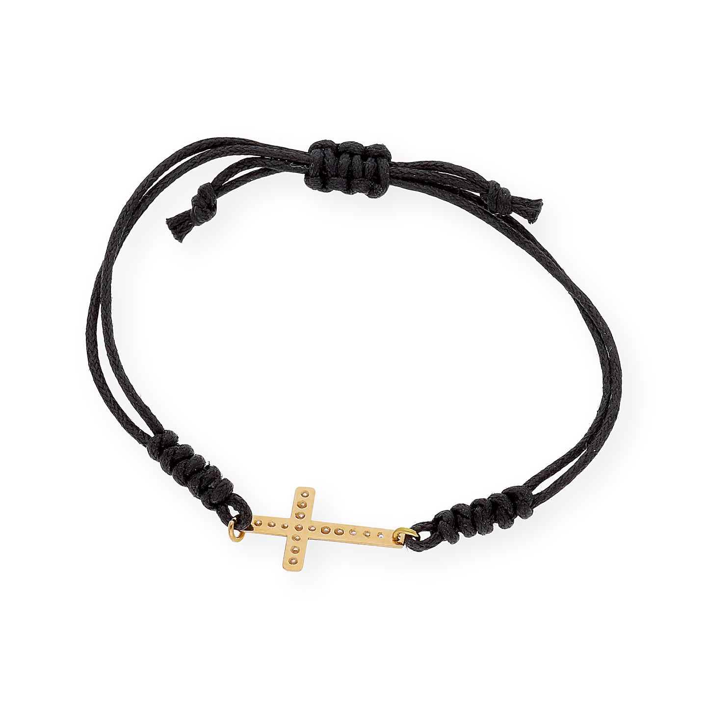 Pulsera Macramé Cruz en Oro de Ley 18k y Diamantes