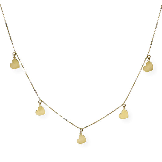Collar de Corazones en Oro de Ley 18k