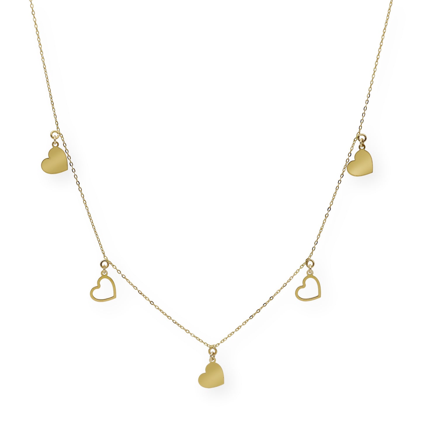 Collar de Corazones Calados en Oro de Ley 18k