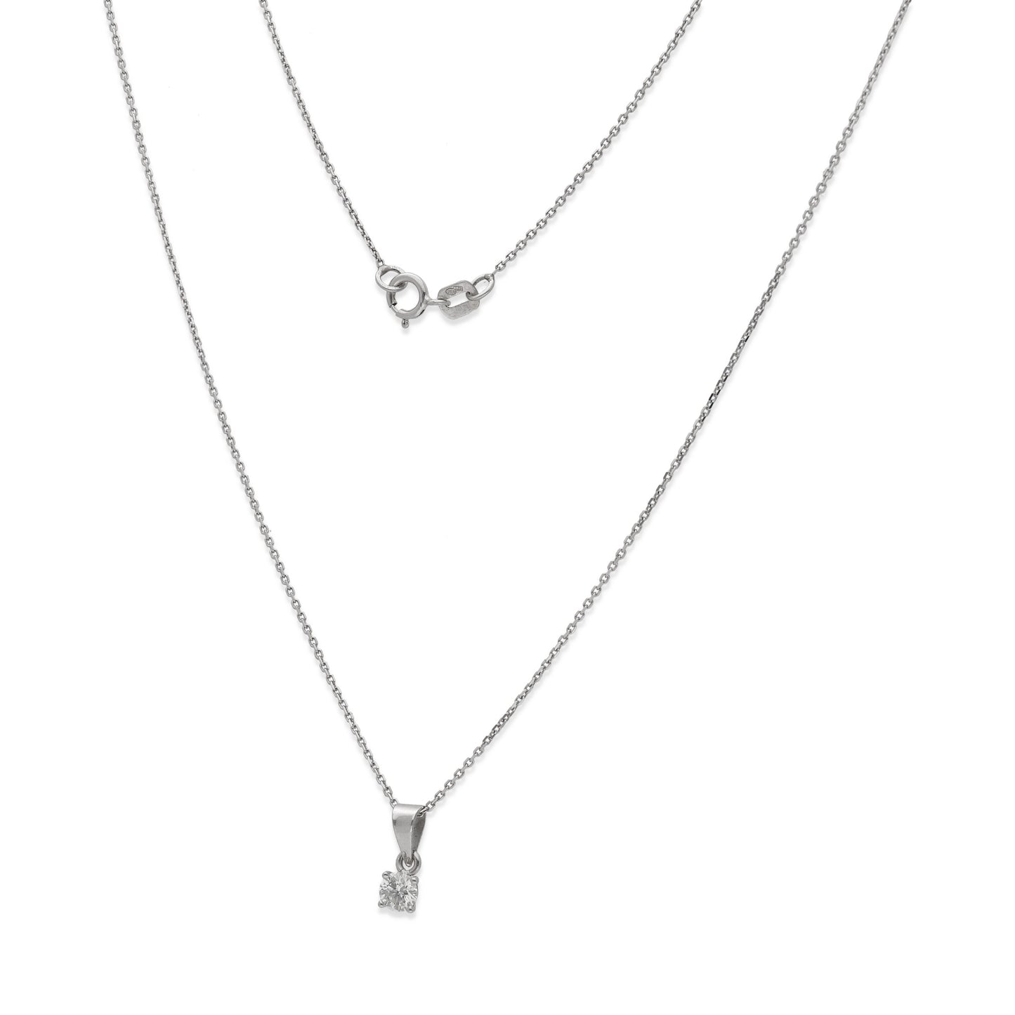 Collar con Colgante Monde en Oro Blanco 18K y Diamante 0.15ct 4 Garras