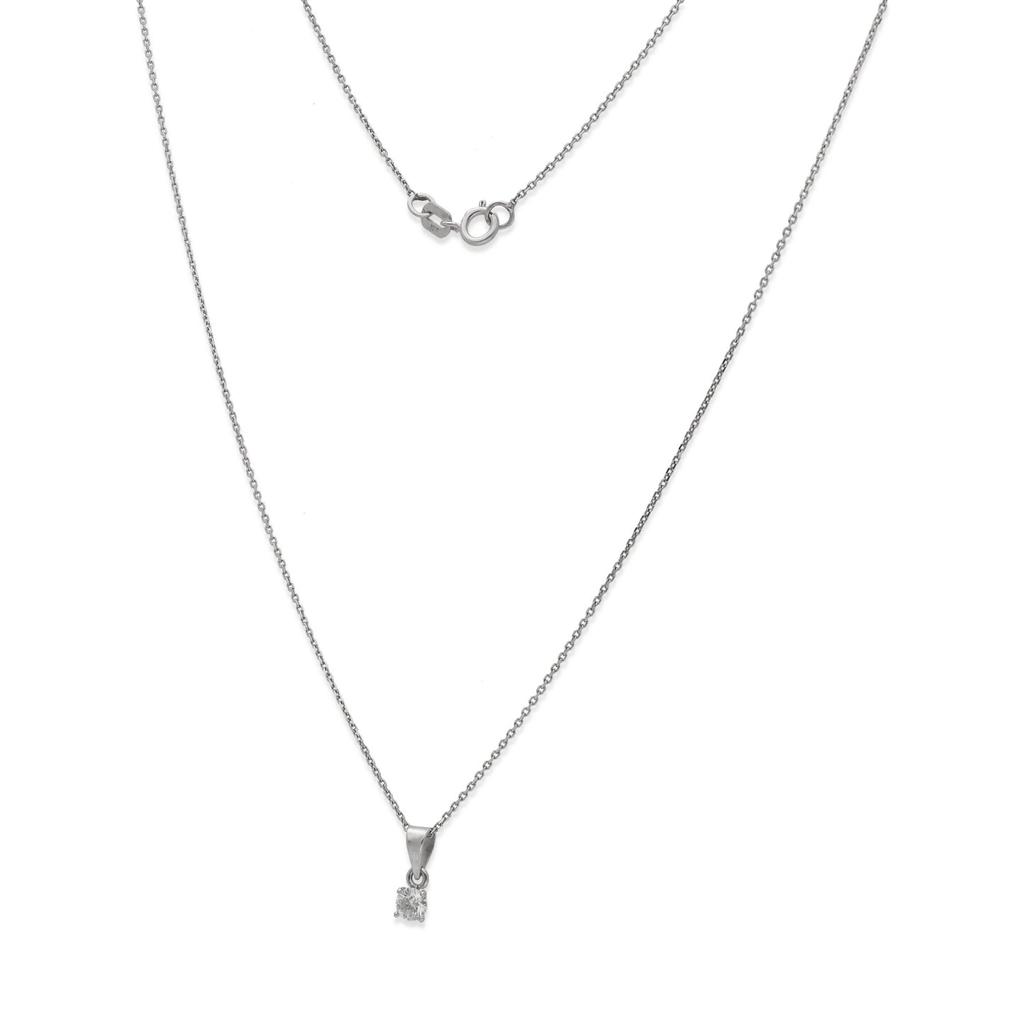 Collar con Colgante Monde en Oro Blanco 18K y Diamante 0.12ct 4 Garras