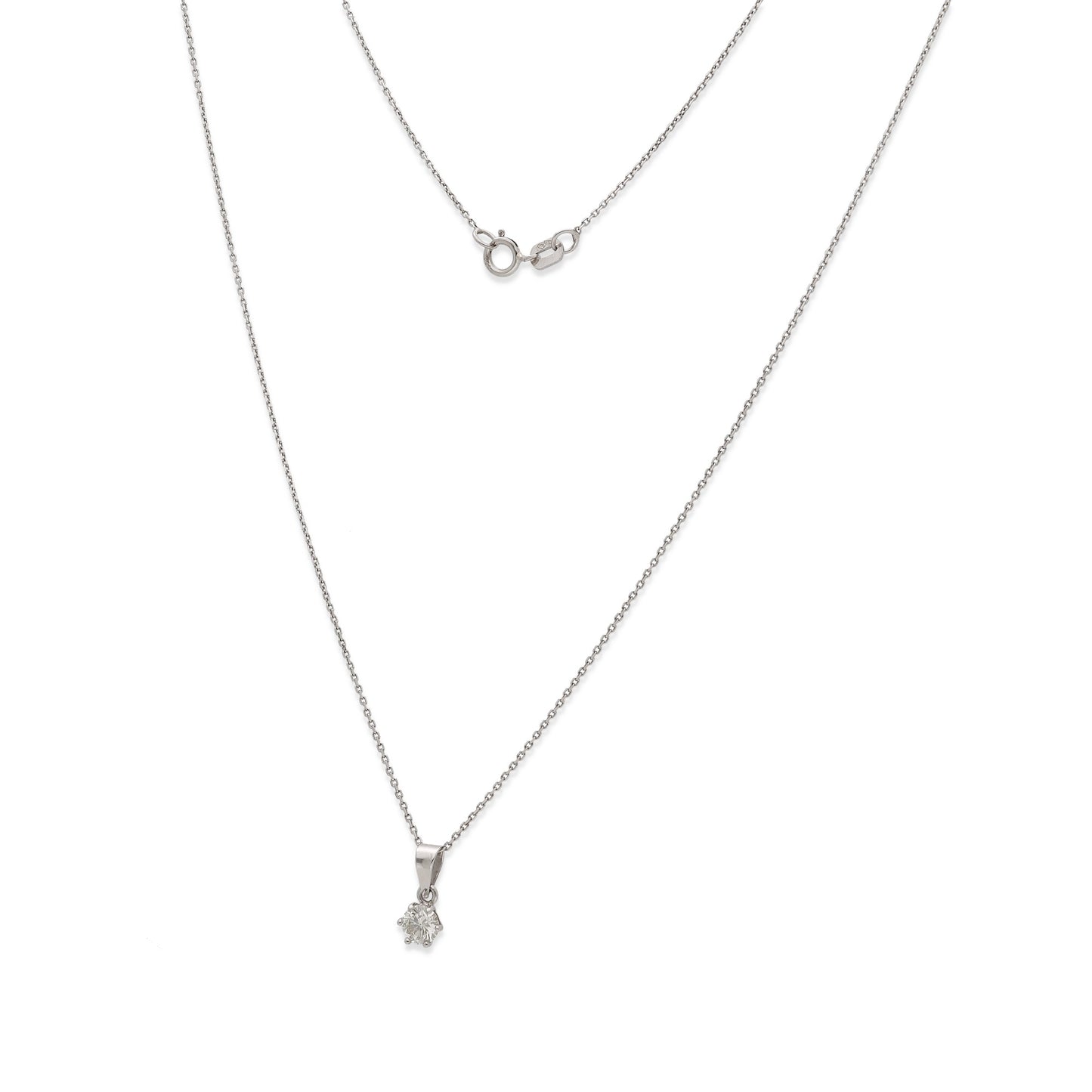 Collar con Colgante Monde en Oro Blanco 18K y Diamante 0.22ct 6 Garras